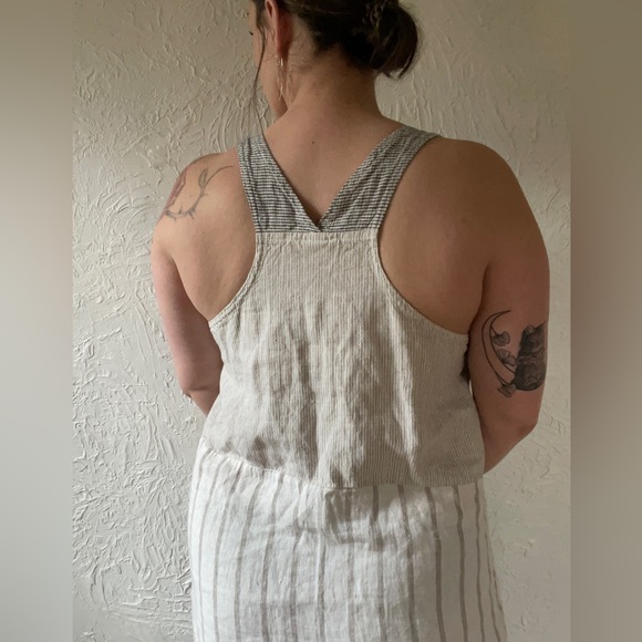 Somewhat Funky by Liz & Jane Racerback 100% Linen Maxi Dress w Pockets Medium - Picture 12 of 14